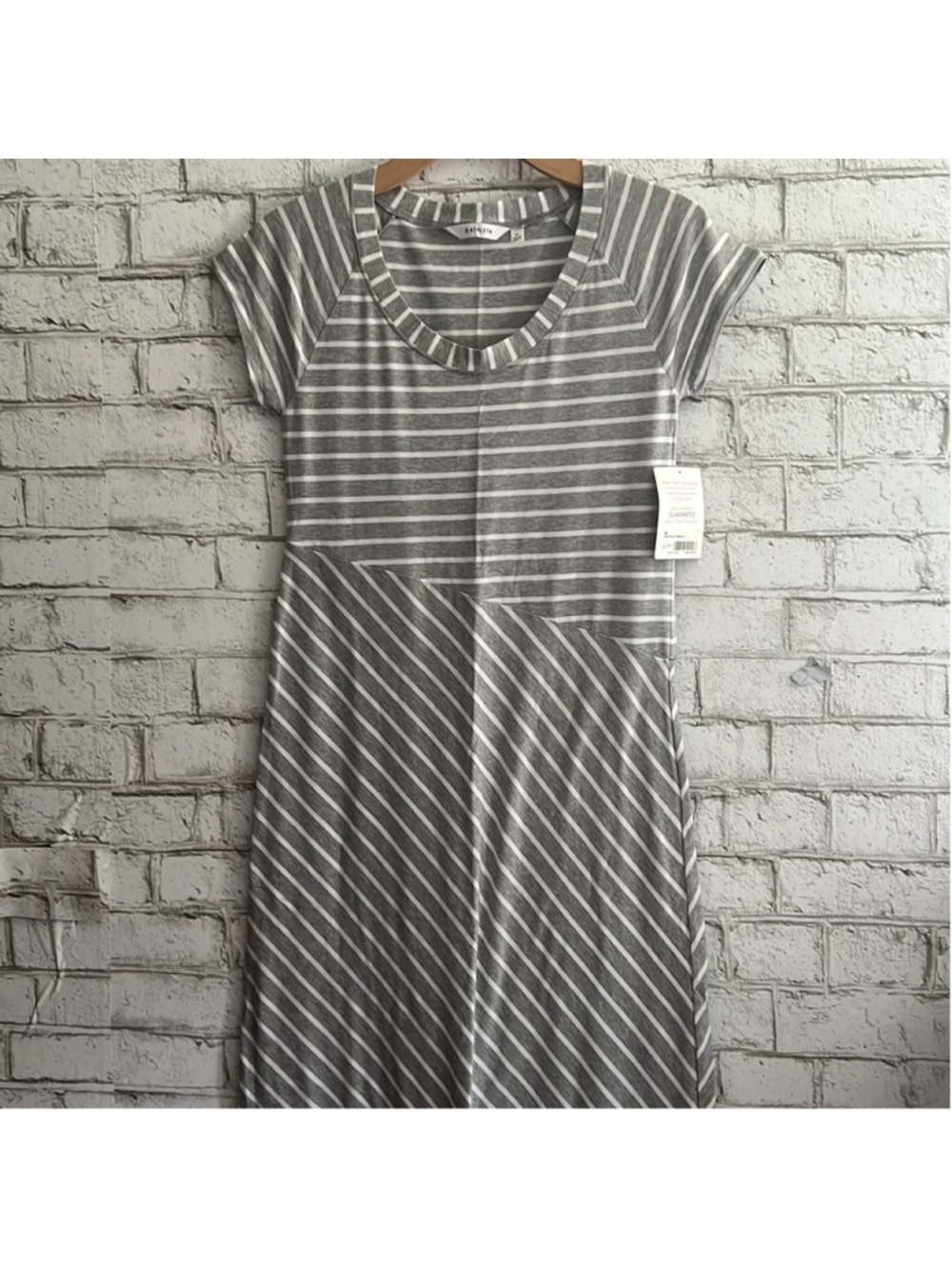 NWT Athleta Striped Tee Shirt Maxi Dress Size Small gray cotton modal - Picture 4 of 11